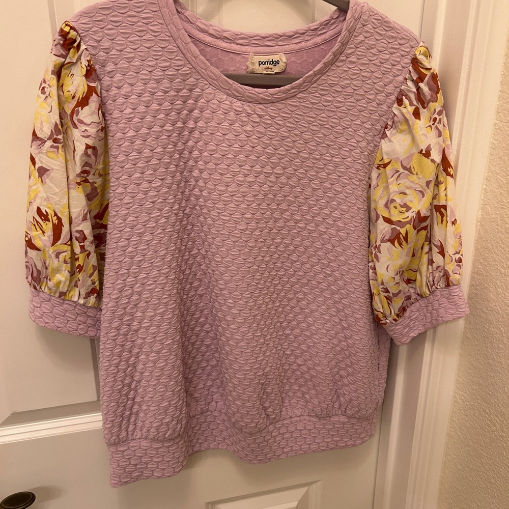 Porridge brand puff sleeve blouse size L